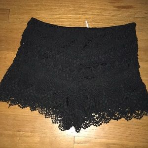 Boho black crocheted shorts